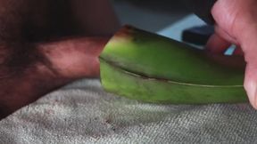 Jerking off until thick cum gushes on homemade aloe vera flesh