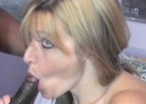 Mature Liisa swallows a black cock