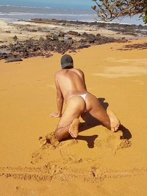 Ladysilva Crossdresser Showing off Her Hot Ass in Panties on the Beach