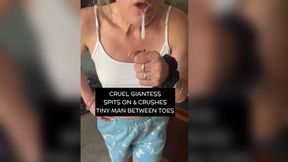 Cruel Giantess Spits On Tiny Man & Crushes Him Inbetween Her Toes