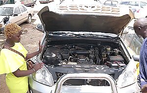 Fantastic extraordinary fuck on the hood of a vehicle in the garage between the client and her