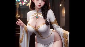 AI模特，教堂大奶性感修女