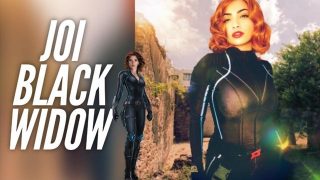 Gorgeous Black Widow cosplayer gives JOI while showing off her hot body