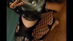 belle is locked in her mask and handcuffed to the bed so her master can use her mouth and cum down her throat.