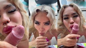 luna lux blowing bubbles & cumm covered