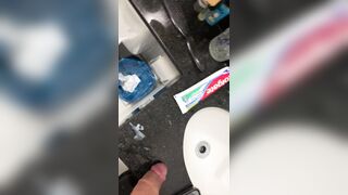 Huge immense unshaved man-meat spunking in the shower drown after coming home from the gym