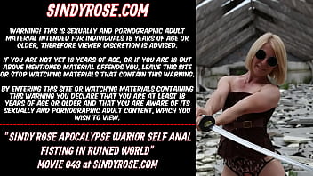 Sindy Rose Apocalypse warrior self anal fisting in ruined world