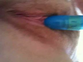 Stimulating my delicious hairy pussy with new blue egg vibrator