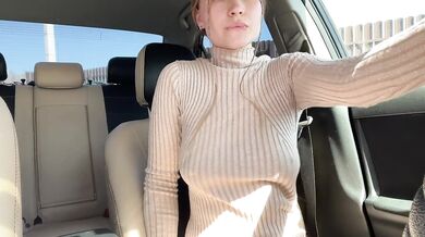 Busty Mom Gets Caught Publicly Orgasm in Her Car!