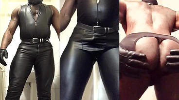 Leather Lycra Masked Dad Poses & Strips & Flex
