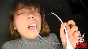 Amateur Japanese girl Hina Nakano sneezes nonstop, dripping thick snot that swells into balloons - The disgust is real