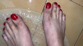 With My Feet And Soles Pissing On My Feet And To Top It All Showing My Brand New 10mm Piercing