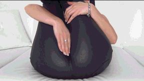 Hard humping leather pants and masturbate Wc