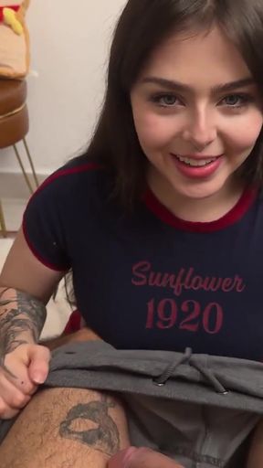 My stepdaughter decides to come into my office to suck my cock   Clip 1