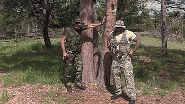 Military hook-up in the woods with Jim Love and Jason Collins!