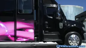 Femdoms cockriding before sucking in threeway