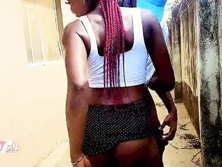 Sexy Ebony Local Ashawo in Short Mini Skirt is Hungry for Black Dong Big Dick