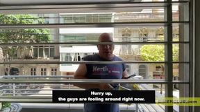 Two construction workers ruin her tight stuffed slit
