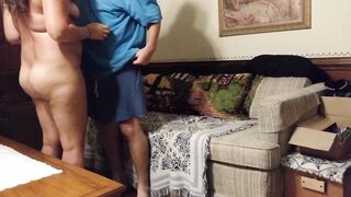 Lusty long assed mom fucking on stepmom's couch while house-sitting