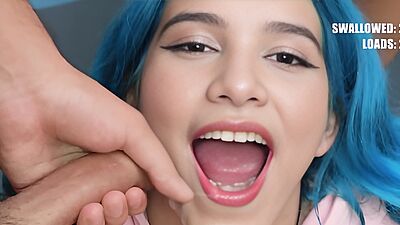 PremiumBukkake - Min Galilea swallows 64 huge cumshots in mouthful bukkake