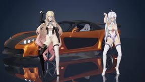 Chocolate Cream Duet Striptease; Black Stockings; White Stockings; Racing Leotards