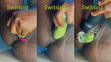Big cucumber deep in my wet pussy