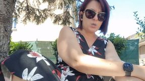 Beautiful Italian stepmother smokes in the garden in a super sexy way 720HD