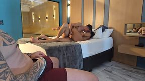 I made my husband jerk off while I fucked his boyfriend!!