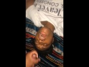 Messy Blow Job Face Fuck Facial On Petite Black Stripper
