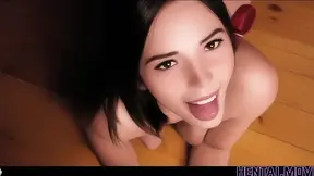 Cartoon Monster invades and plows tied up pretty brunette