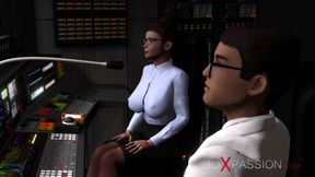 Cyberpunk Sex in Observation Room. Hot Futa Fucks Hard a Busty Sexy Woman