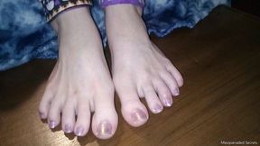 POV Lilac Toenail Painting Extra Long Toenails HD