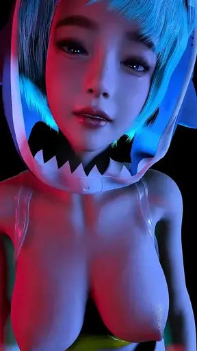 Animated big boobed babe gets naked after a steamy lap dance