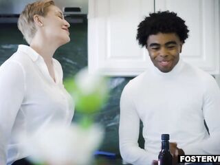 Concupiscent woman with large boobs, Ryan Keely is having an interracial trio with Hannah Grace and Zach