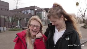 German GFs get intimate in a library
