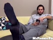Handsome Nathaniel shows off his delicious pair of feet solo