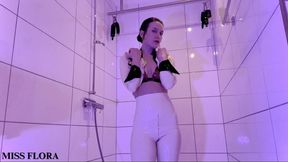 White Latex Shower Striptease (MOV)