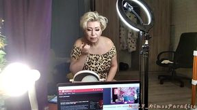 hot russian granny in a leopard costume smokes and talks about life until she starts sucking a young lover s dick