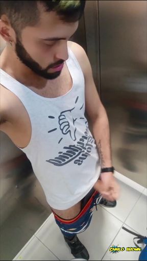 Big Dick Latino Risky Jerking off in the Mall's Bathroom Got Caught Multiple Times