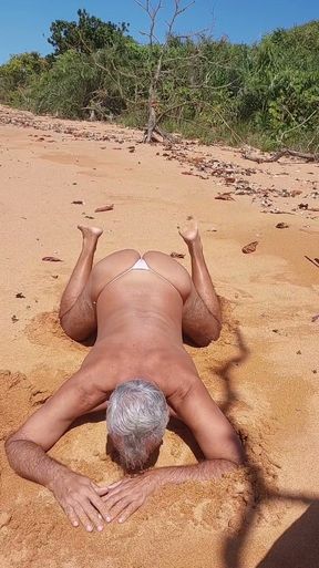 Ladysilva crossdress what a hot slut in panties on the beach   Clip 1