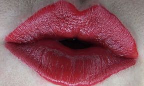 Bright red lipstick