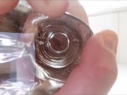 Gl-ass fuck - watch my anus stretch thru a huge glass dildo - straight guy