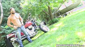 ”Alluring babe Zack Lemec solo jerks his savory prick outdoors”