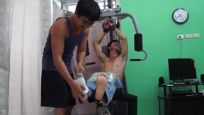 Asian Boy Argie Tickled On The Gym