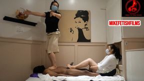 MASSAGE PARLOUR DOUBLE TRAMPLING FOOTJOB EXPERIENCE