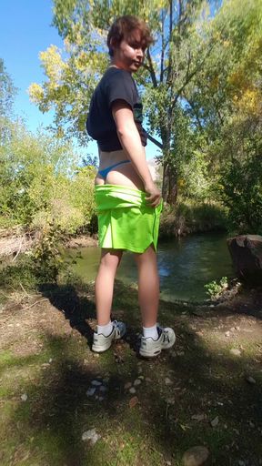 Athletic teen twink exposes his ass in a solo exhibitionism clip