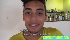 Venezuelan cutie Nicolas crowds his hungry mouth with two uncut cocks