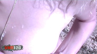 Skinny young french blonde babe Starla outdoor anal sex with Phil Hollyday