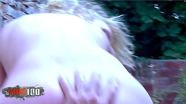 Skinny young french blonde babe Starla outdoor anal sex with Phil Hollyday