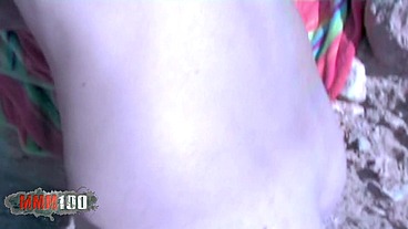 Skinny young french blonde babe Starla outdoor anal sex with Phil Hollyday